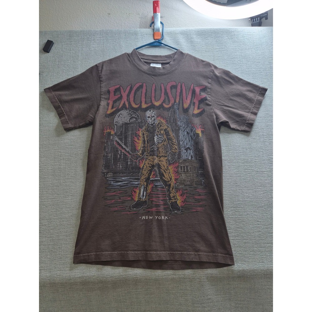 Shaka Wear Exclusive New York T Shirt Mens S Brown Graphic Print Cotton Casual